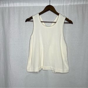 Madewell Ivory Open Back Cross Ribbed Tank Top - Size Small
